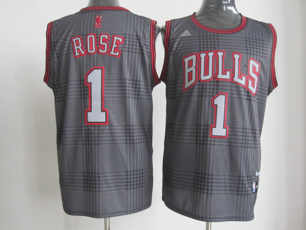  NBA Chicago Bulls 1 Derrick Rose Black Square Swingman Jersey